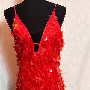 Red Dress with Reflective Details